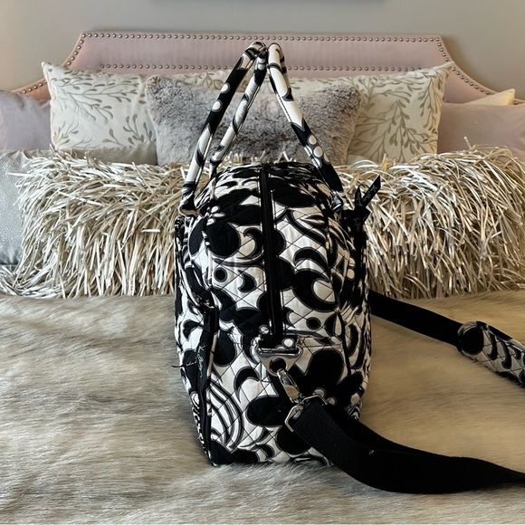 VERA BRADLEY Night & Day 2010 Metropolitan Computer Bag Weekender Black White - Picture 9 of 16